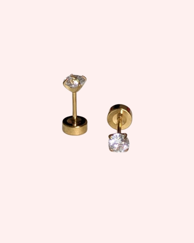 Round Gold Crystal Stud